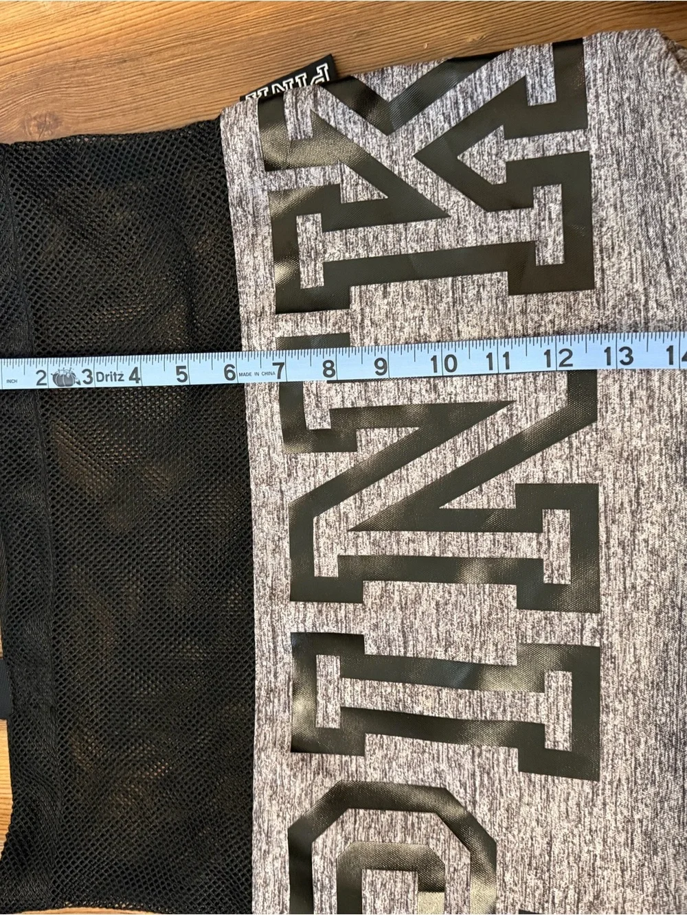 PINK Victoria's Secret Gray with Black Mesh Logo Tote